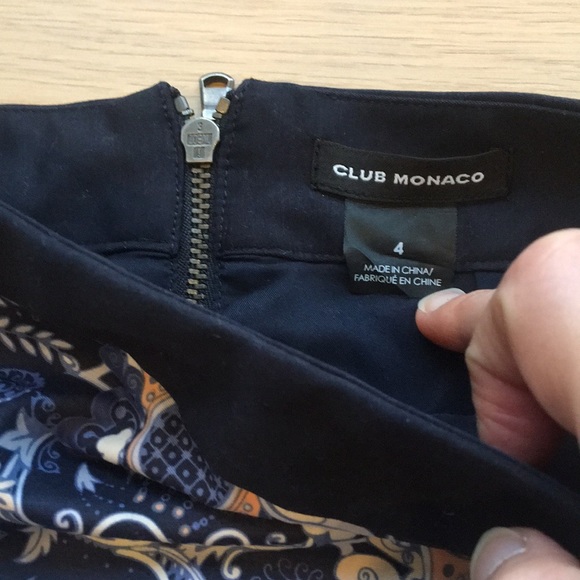 Sz 4 Club Monaco stretch cotton pencil skirt, fully lined, w/ navy coral florals - Picture 5 of 8